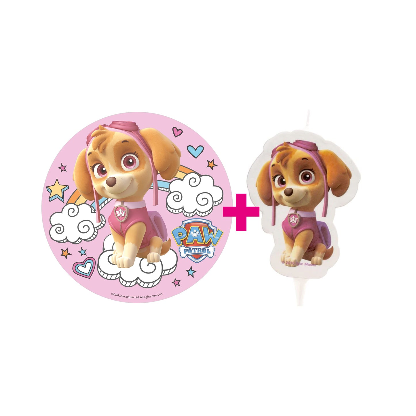 2er Set Paw Patrol Skye Tortenaufleger & Skye Kerze