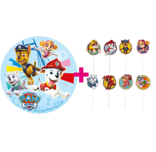 2er Set Paw Patrol Set Tortenaufleger & Kuchen- und Muffinaufstecker